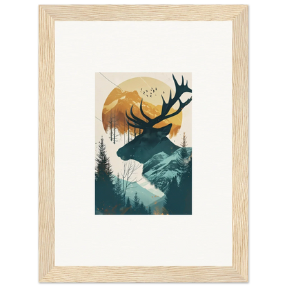 Framed canvas print of a deer panorama silhouette for stylish room decoration