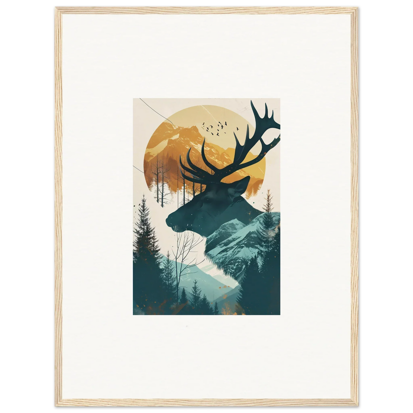 Silhouette of a deer head with antlers - perfect for room decoration canvas print