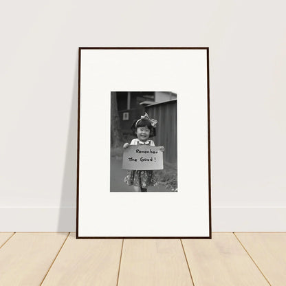 Framed black and white photo on a white wall from Hope Embracing Retro special edition art™