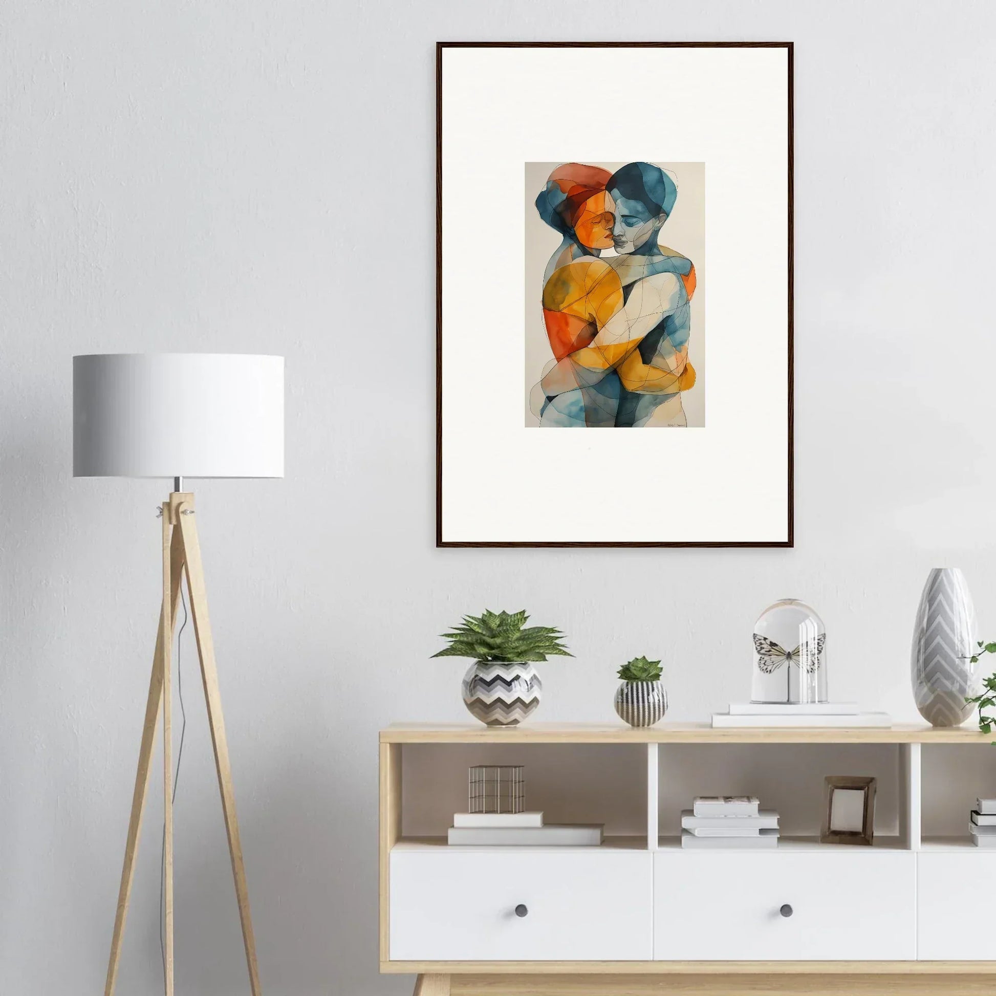 Vibrant canvas print of intertwined figures for a stylish room decoration, Embrace Serenpull