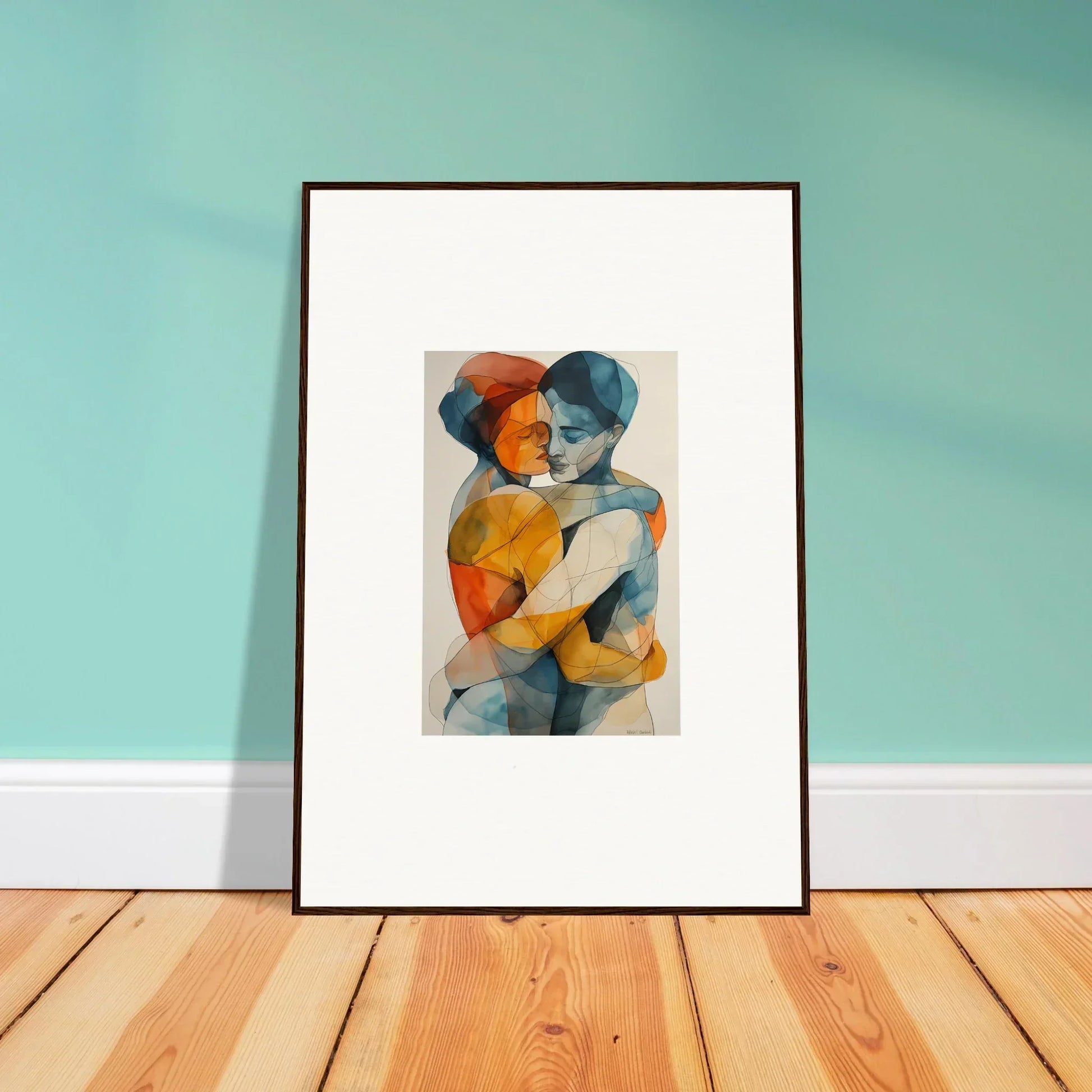 Colorful abstract embrace artwork perfect for room decoration or canvas print