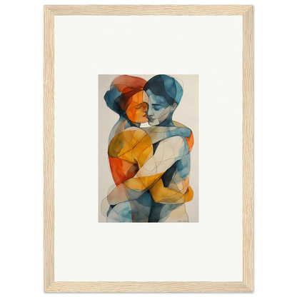 Abstract watercolor of two figures embracing, perfect for Hues Embrace Serenpull canvas print