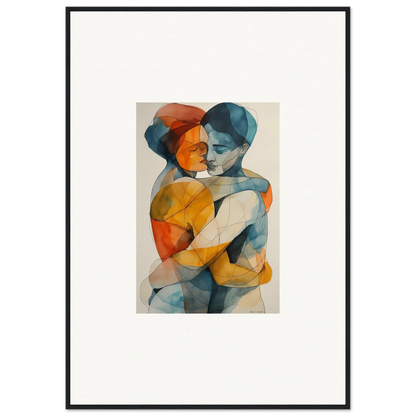 Colorful abstract painting of embracing figures for room decoration in Hues Embrace Serenpull