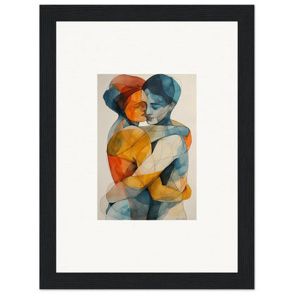 Abstract watercolor canvas print of two embracing figures for warm room decoration