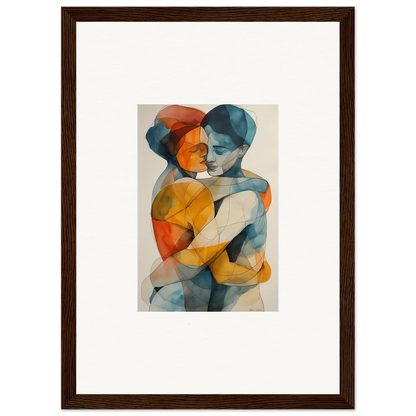 Abstract watercolor of two figures embracing, perfect for Hues Embrace Serenpull canvas print