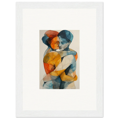 Abstract painting of two figures embracing, perfect for room decoration as a canvas print