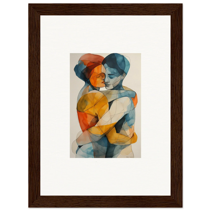 Abstract painting of two embracing figures for modern room decoration, Hues Embrace Serenpull