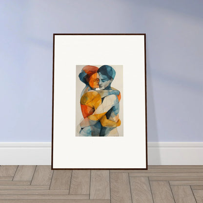 Framed abstract watercolor art of embracing figures for your room decoration with Hues Embrace Serenpull