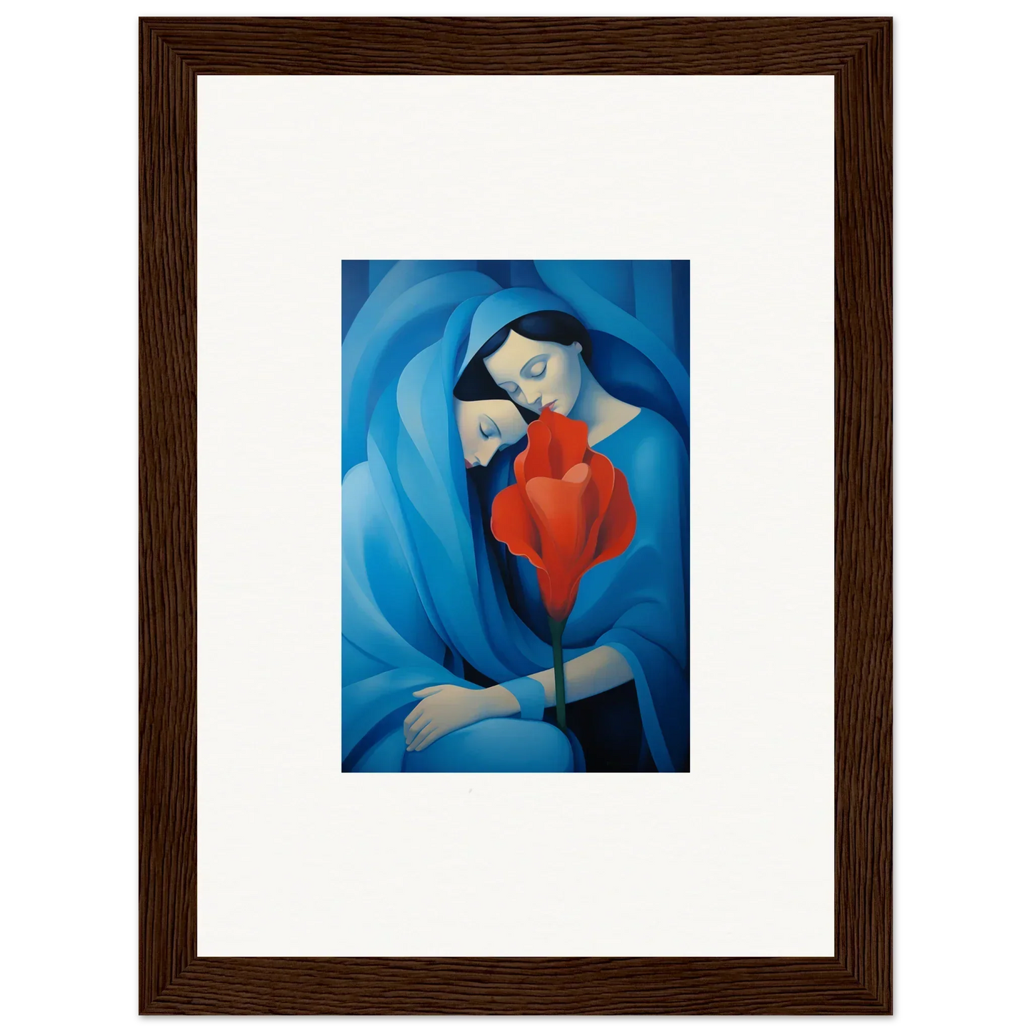 Framed canvas print of Hues Fuse Twilight, showing a mother and child in warm colors