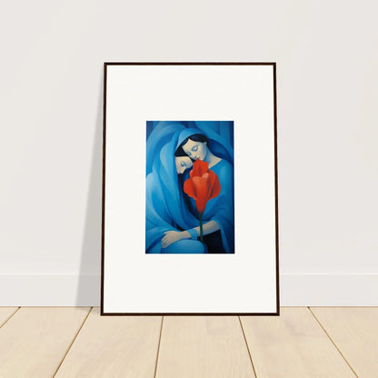 Framed canvas print of abstract blue and red figure perfect for a Fuse Twilight room decoration