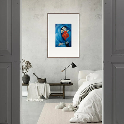 Framed canvas print of a heart figure on blue for Hues Fuse Twilight room decoration