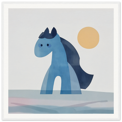 Blue cartoon horse with dark mane and pointed ears from Hues Trot Souls collection