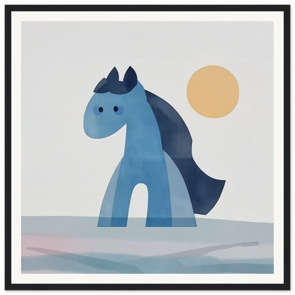 Blue cartoon horse with navy mane and tail featured in Hues Trot Souls collection