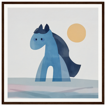 Blue cartoon horse with dark mane from Hues Trot Souls, ideal for playful designs