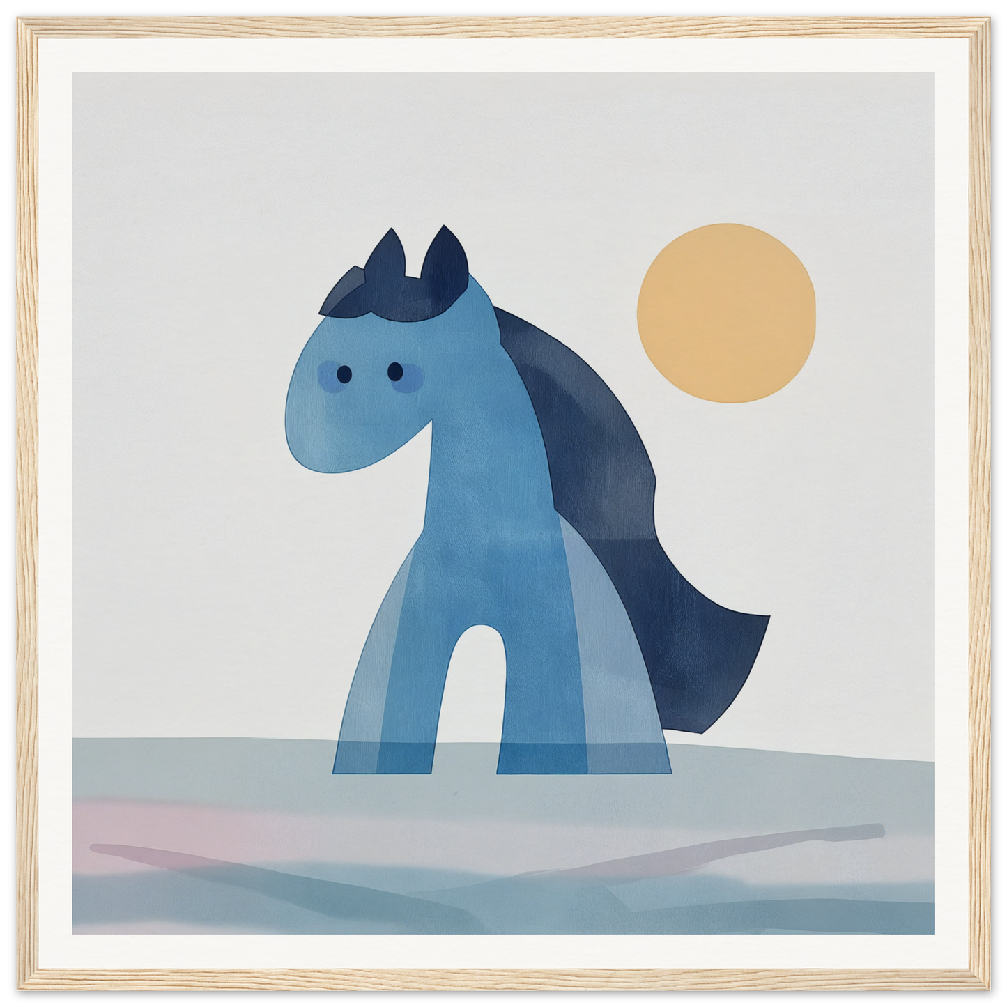 Blue cartoon horse with minimalist design from Hues Trot Souls collection