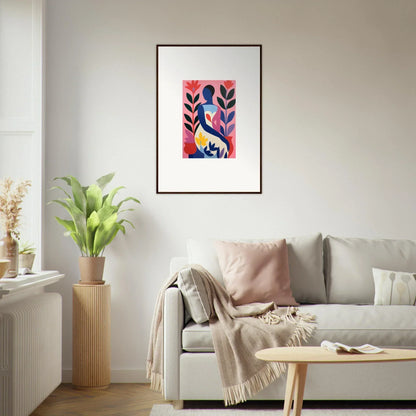 Framed canvas print of a stylized human figure in a colorful succulent dream decor