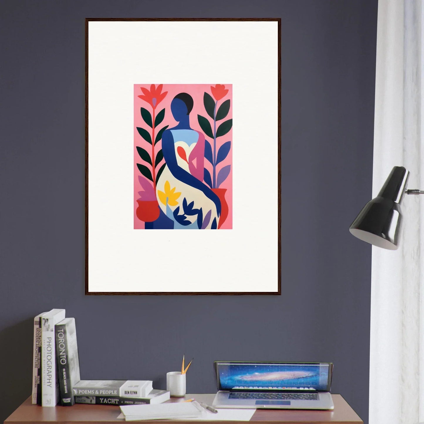 Framed canvas print of Human Succulent Dream with vibrant plant shapes for room decoration