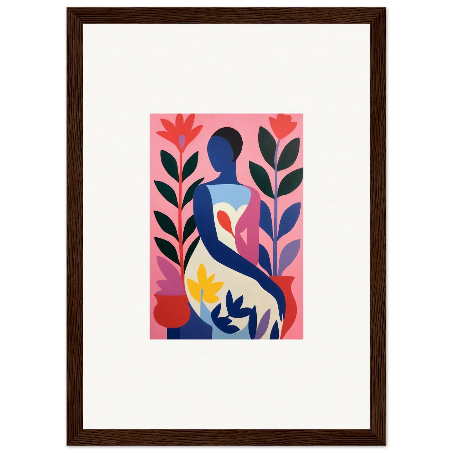 Abstract figure with colorful plants in a vibrant canvas print for your Succulent Dream room decoration