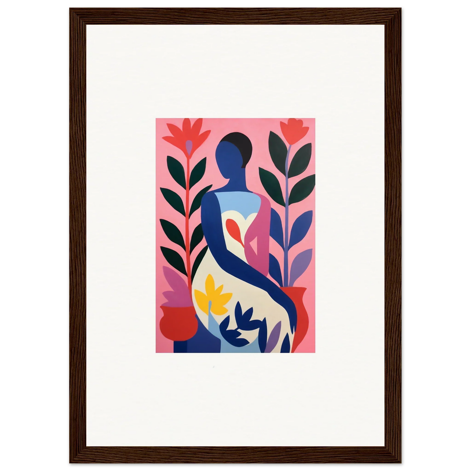 Abstract figure with colorful plants in a vibrant canvas print for your Succulent Dream room decoration