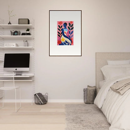 Framed colorful abstract floral and geometric canvas print for your Succulent Dream room decoration