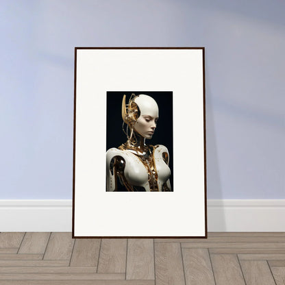 Framed canvas print of a humanoid robot for a cool dream machine room decoration