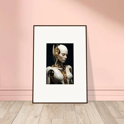 Framed canvas print of a humanoid robot for cool dream machine room decoration