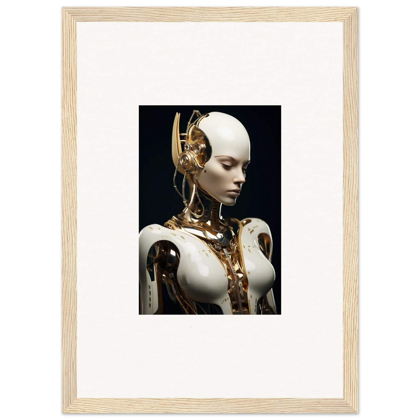 Humanoid robot with mechanical parts for a futuristic dream machine canvas print