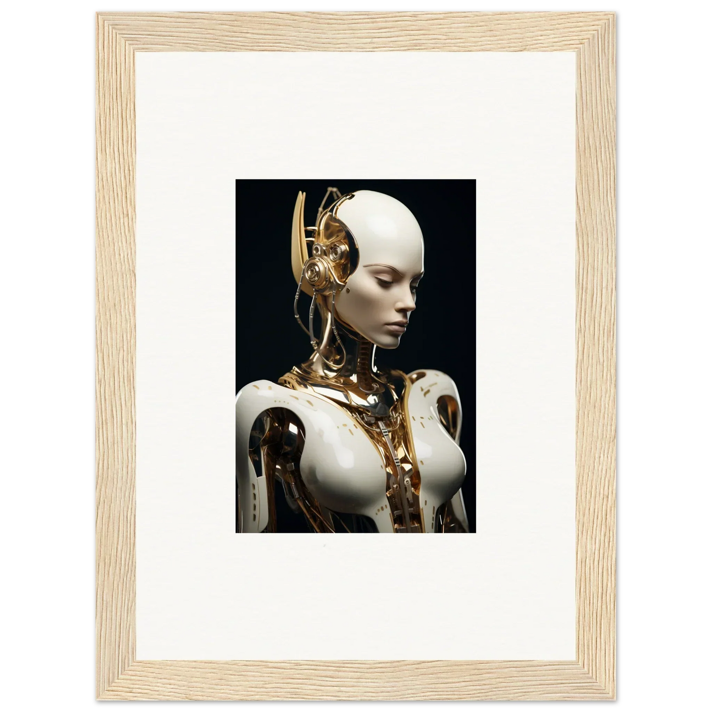 Humanoid robot with exposed mechanics, perfect for a Hyperspace Dream Machine canvas print