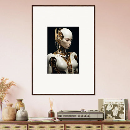 Framed canvas print of a humanoid robot, perfect for a unique dream machine room decoration