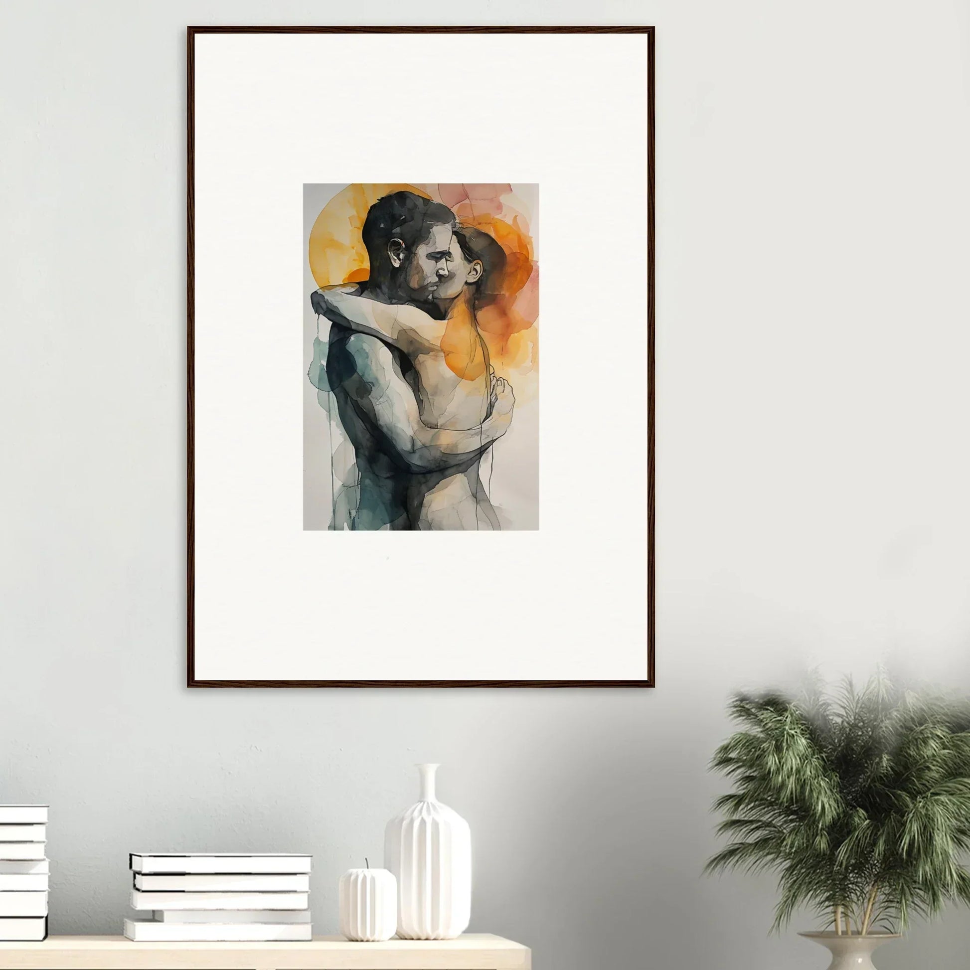 Framed watercolor portrait of a woman for embrace rainbows room decoration canvas print