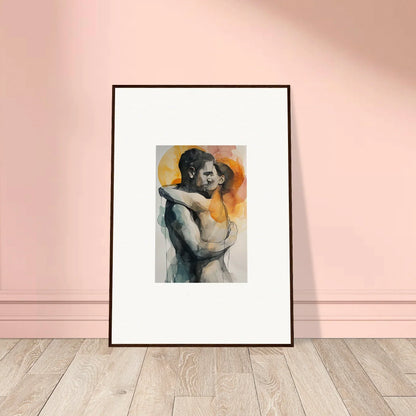 Framed watercolor nude art for a cozy vibe, perfect for room decoration and embrace rainbows