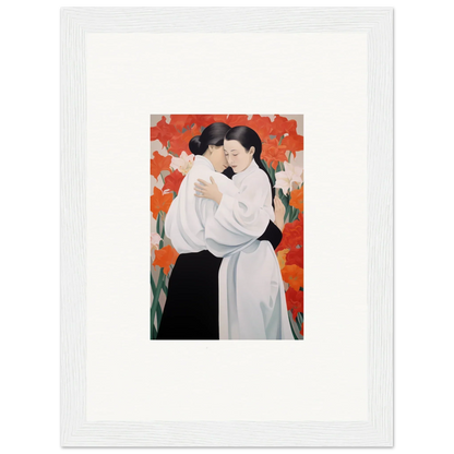 Framed canvas print of two embracing figures for vibrant room decoration with Flor Oliveviews