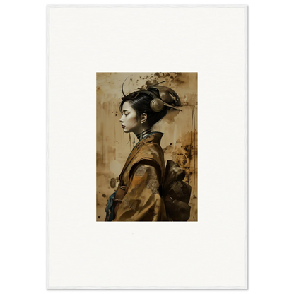 Portrait of a woman in traditional East Asian attire for Geisha Shadowed canvas print