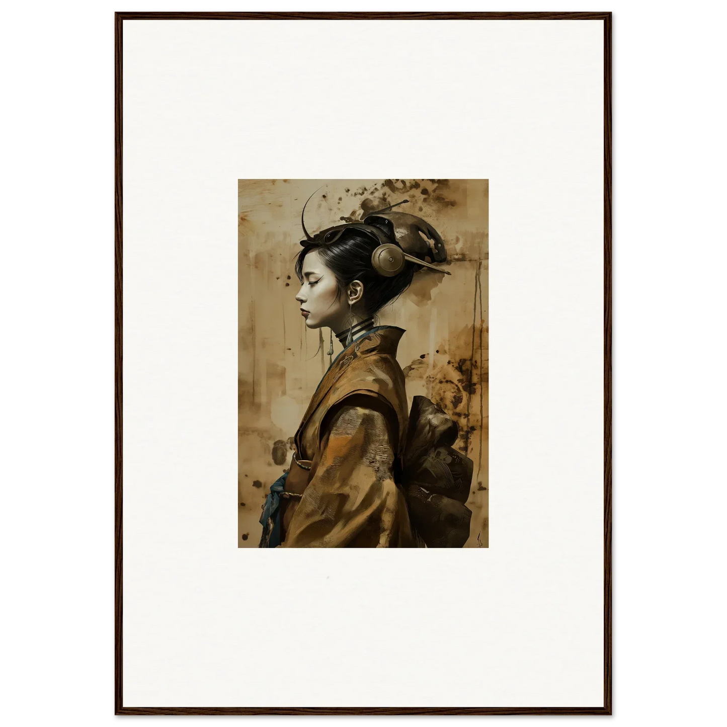 Framed canvas print of a woman in East Asian attire for stylish room decoration