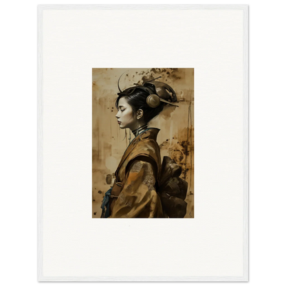 Portrait of a woman in traditional attire for unique Geisha Shadowed canvas print decor