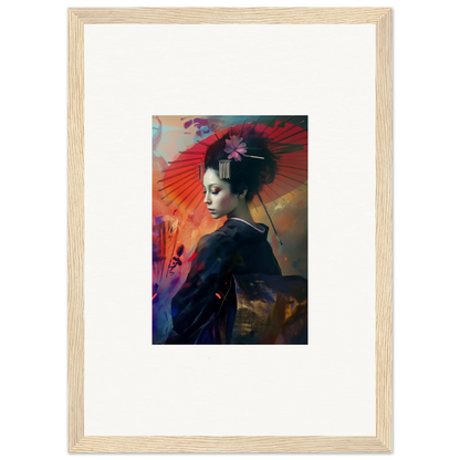 Framed wall art of a figure with elaborate hairstyle in Silken Realm for stylish room decor