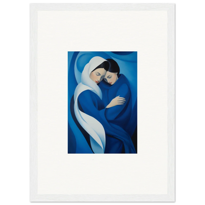 Tender embrace in deep blue and white from Infinitesimal Lavender Skies Framed Wall Art