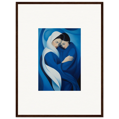 Tender embrace in blue with entwined figures from Infinitesimal Lavender Skies special edition art™