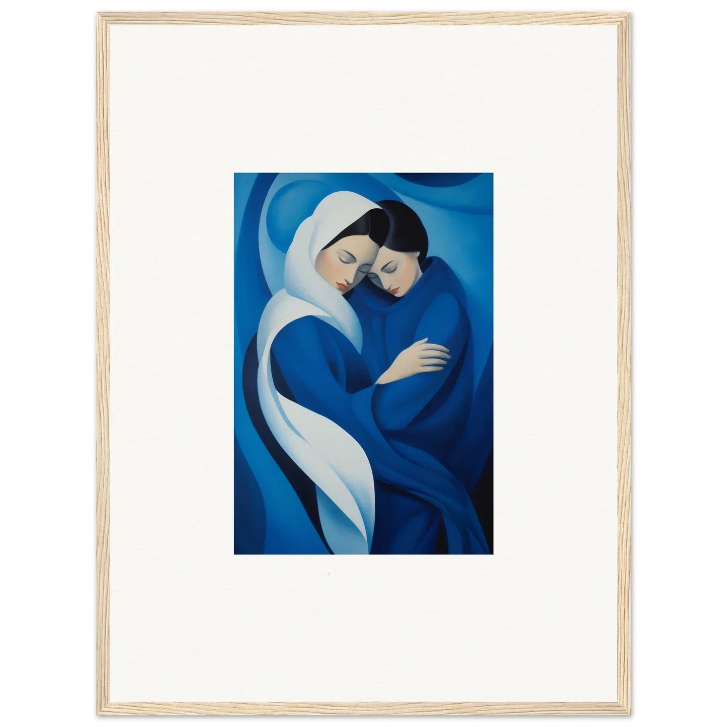 Tender embrace in deep blue and white from Infinitesimal Lavender Skies special edition art