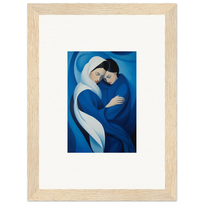 Tender embrace in deep blue and white, perfect for Infinitesimal Lavender Skies framed wall art