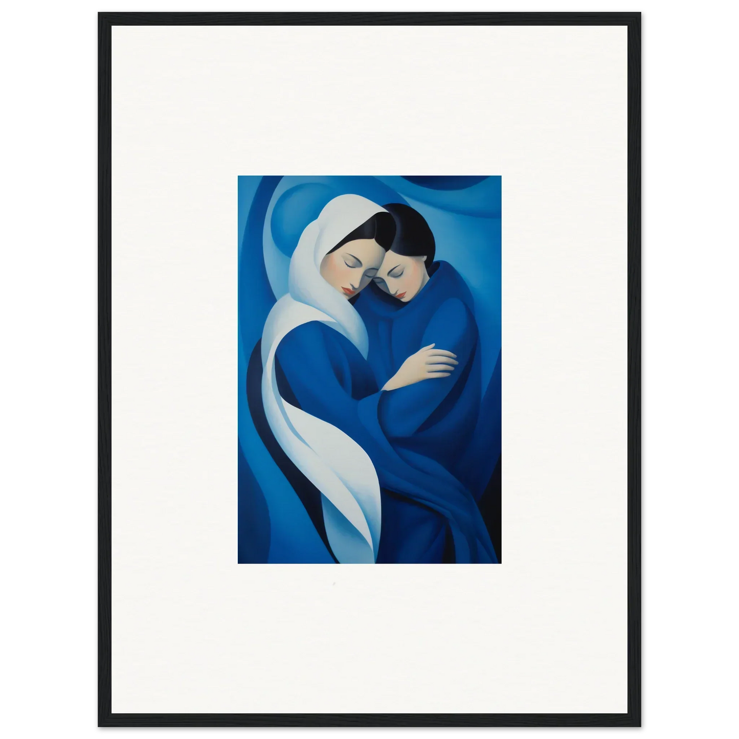 Tender embrace artwork in blue and white from Infinitesimal Lavender Skies special edition