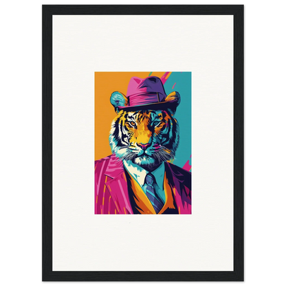 Colorful pop art tiger in a hat and suit, perfect for your combo renaissance room decoration