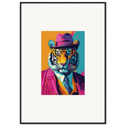 Colorful pop art tiger in a suit, perfect for your room decoration or canvas print in Combo Renaissance