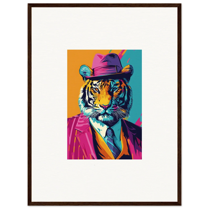 Colorful pop art tiger in suit, a cool canvas print for Jazz Combo Renaissance room decoration