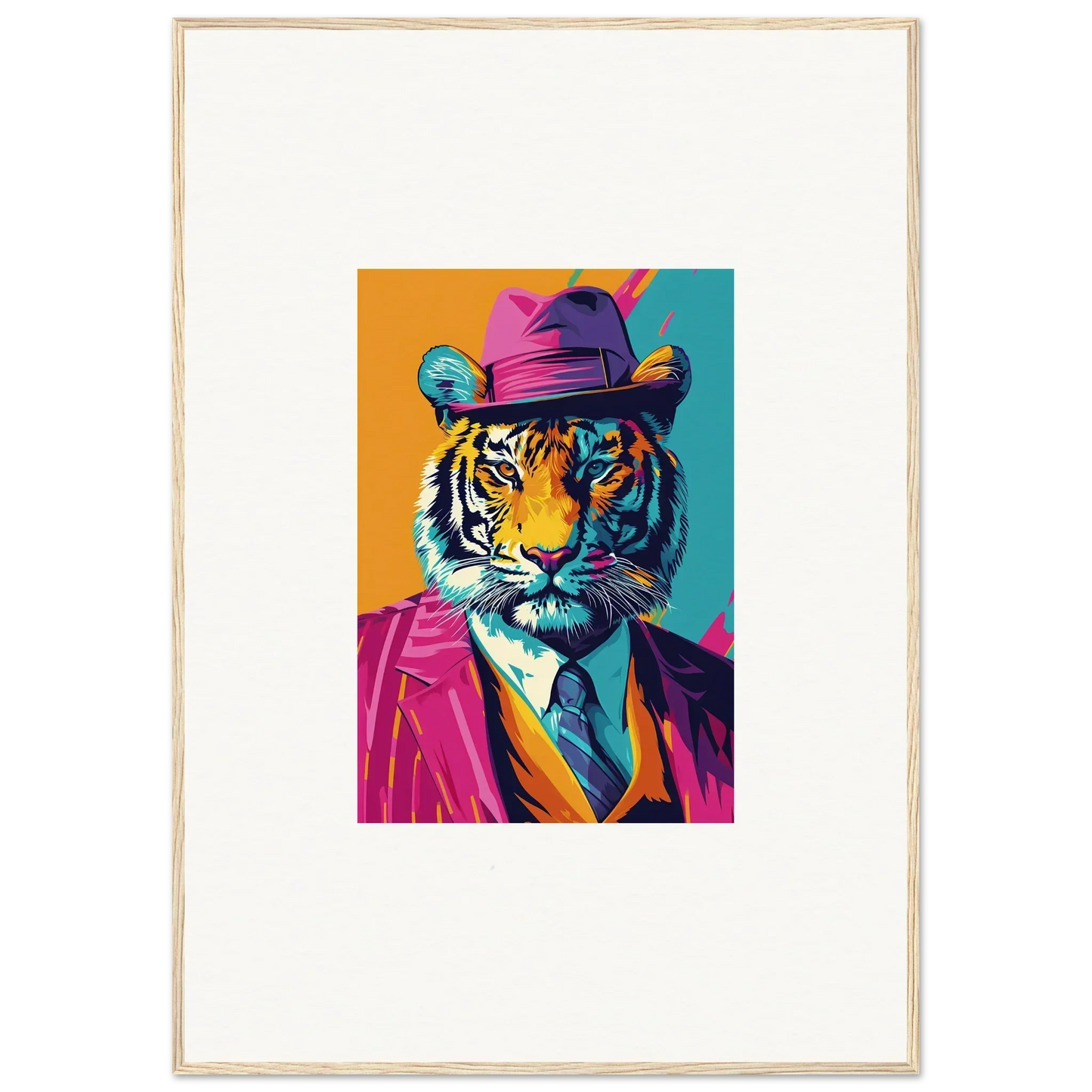 Colorful pop art tiger in a suit, perfect for your Combo Renaissance room decoration