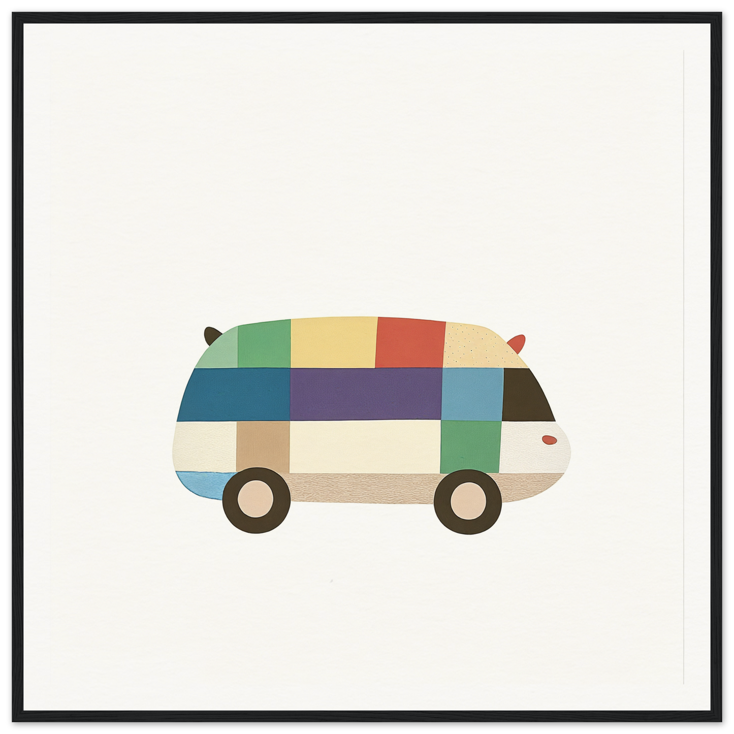 Colorful geometric van with retro patchwork for Joyful Block Voyage product