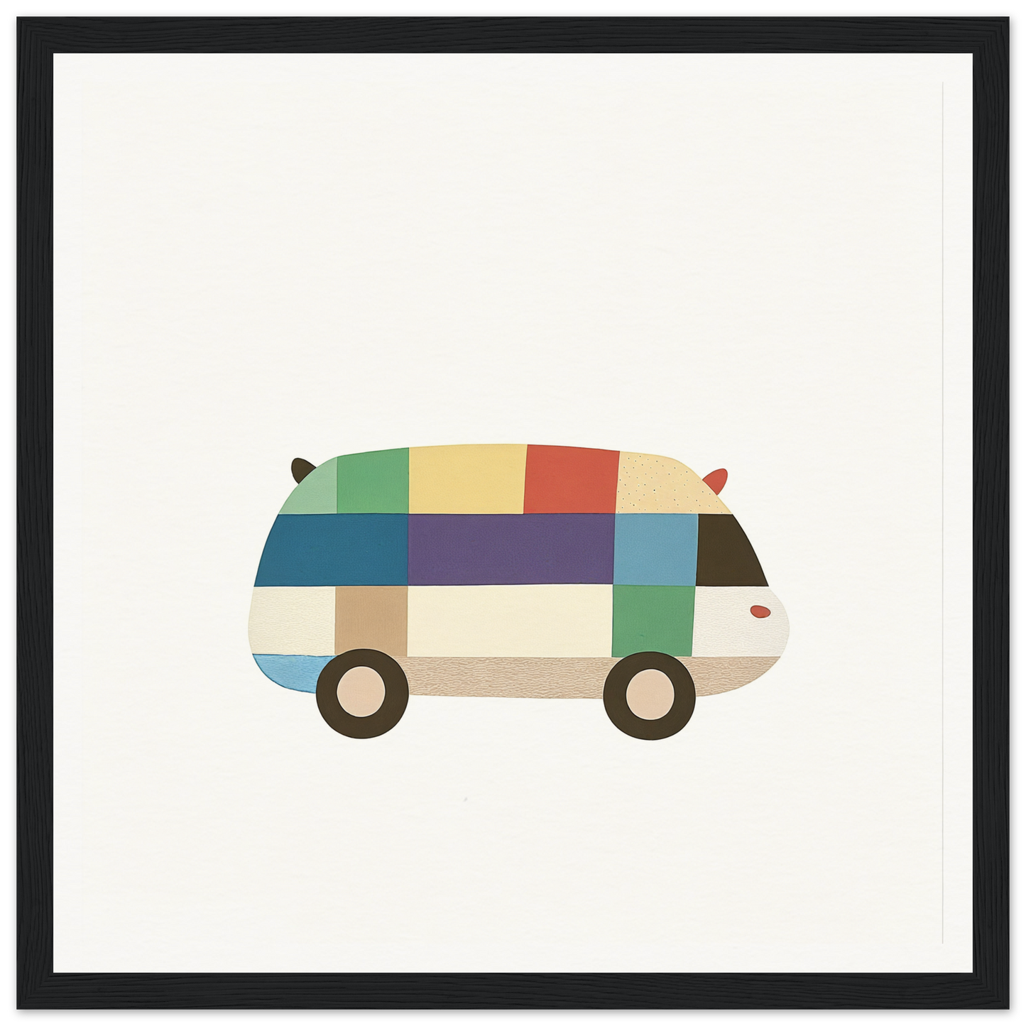 Colorful geometric van with retro patchwork for Joyful Block Voyage collection