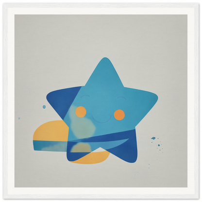 Blue star shape featuring orange circular elements for Joyful Starburst Whimsy product