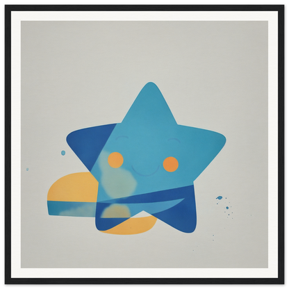 Blue star shape with orange circles highlights Joyful Starburst Whimsy design