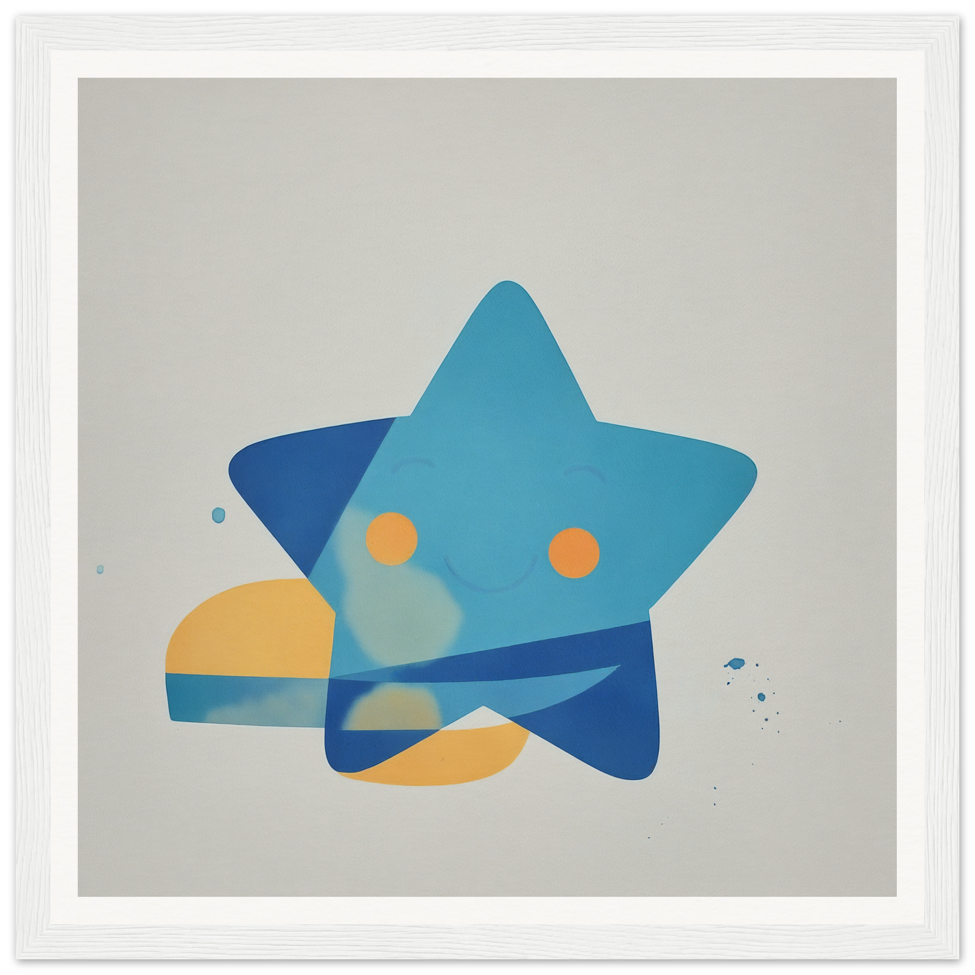 Joyful Starburst Whimsy featuring blue star shape with orange circular elements